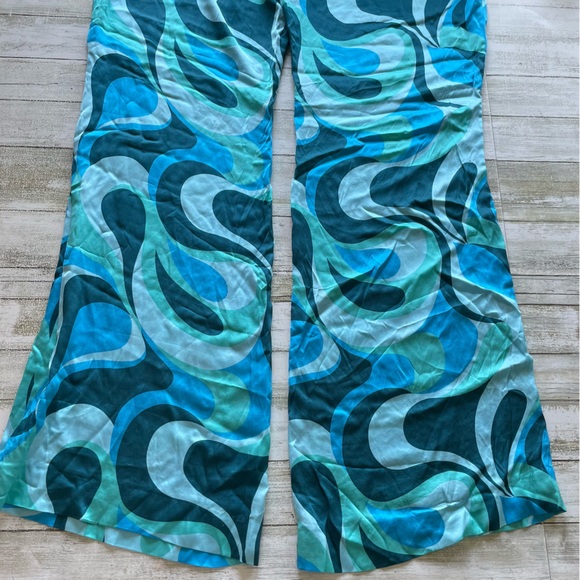 Zara Turquoise Retro Patterned The Safia Flare Pants - Picture 13 of 13